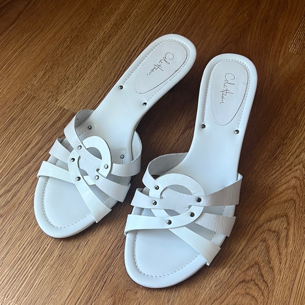 **SALE** Cole Haan White Summer Slides Sandals Ronda 10 B M women's shoes